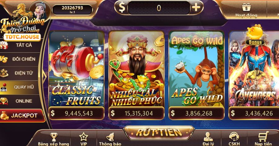 Kho game máy đánh bạc (slots) đa dạng chủ đề, từ cổ điển đến hiện đại, với cơ hội trúng jackpot cực lớn tại 123B.